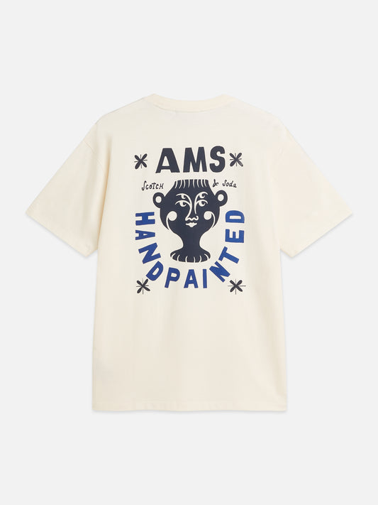 Antique White טי שירט קצרה לגברים Front And Back Artwork SCOTCH & SODA