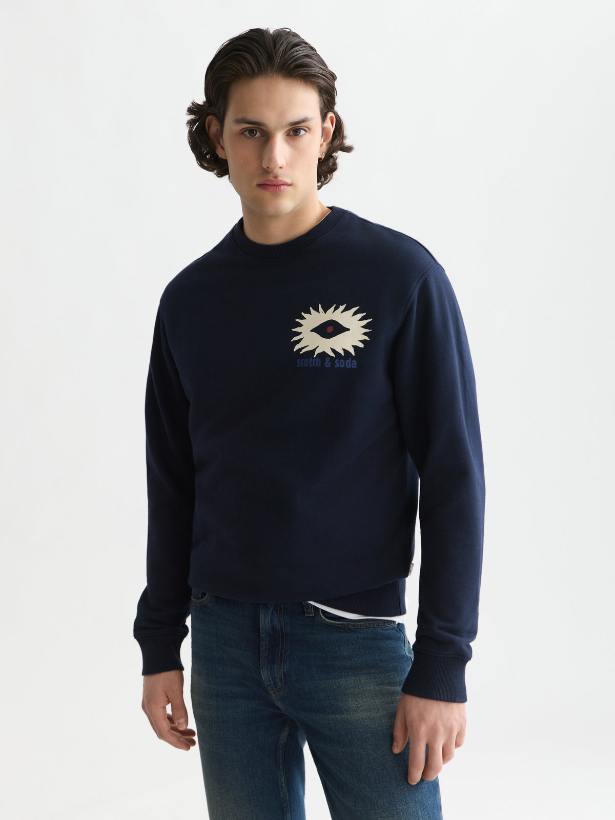 Black סווטשירט לגברים Front And Back Artwork SCOTCH & SODA