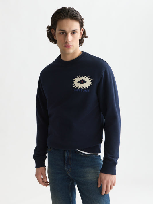 Black סווטשירט לגברים Front And Back Artwork SCOTCH & SODA