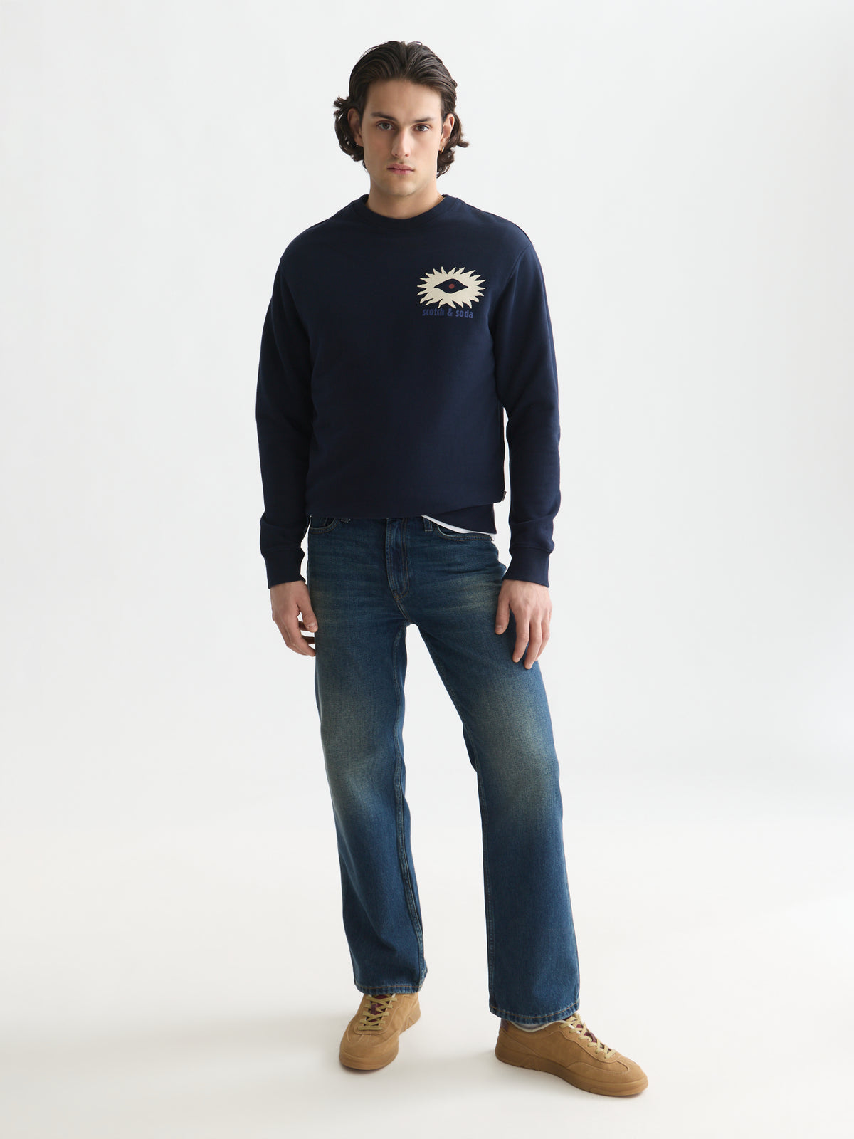 White Smoke סווטשירט לגברים Front And Back Artwork SCOTCH & SODA