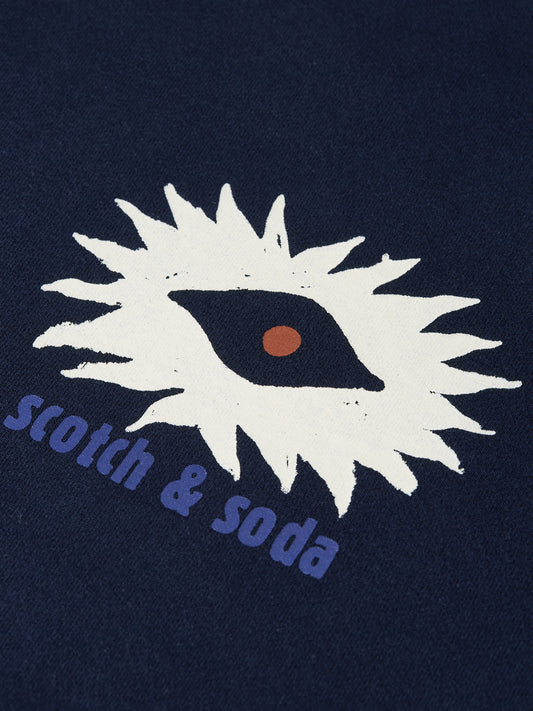 Black סווטשירט לגברים Front And Back Artwork SCOTCH & SODA