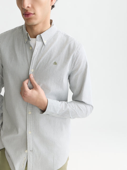 Gray חולצה מכופתרת אוקספורד לגברים Seasonal Core Striped SCOTCH & SODA
