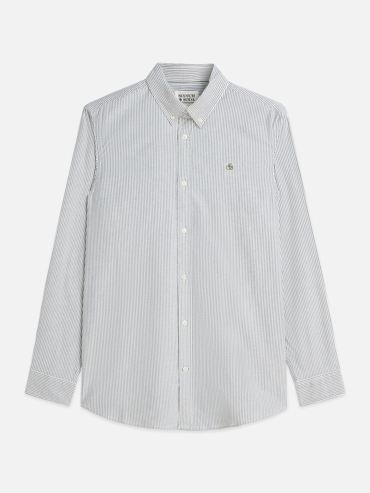 Gray חולצה מכופתרת אוקספורד לגברים Seasonal Core Striped SCOTCH & SODA