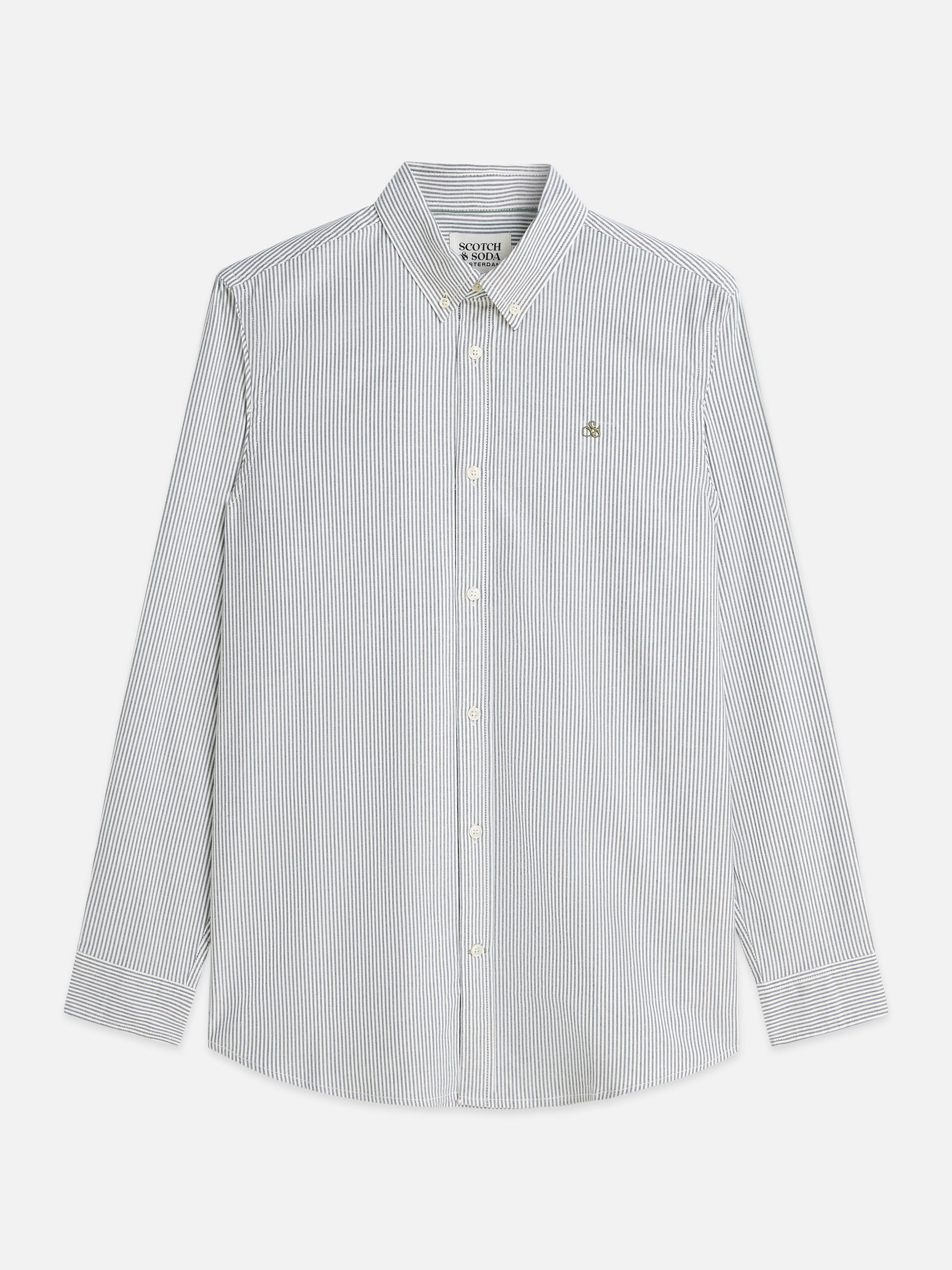 Gray חולצה מכופתרת אוקספורד לגברים Seasonal Core Striped SCOTCH & SODA
