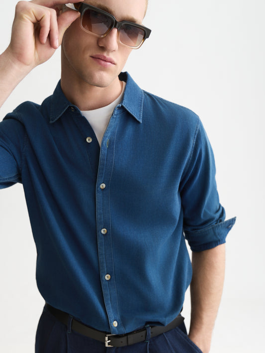 Lavender חולצה מכופתרת דנים לגברים Denim Structured SCOTCH & SODA