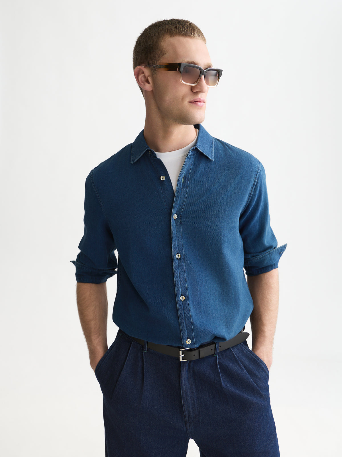 White Smoke חולצה מכופתרת דנים לגברים Denim Structured SCOTCH & SODA