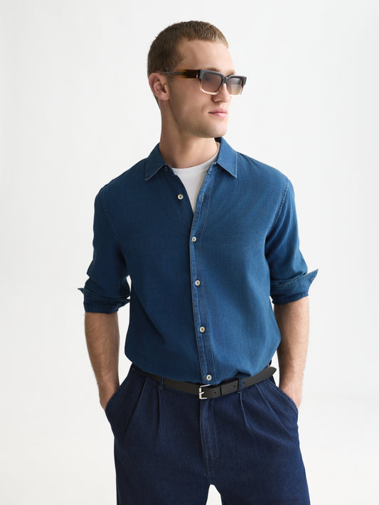 White Smoke חולצה מכופתרת דנים לגברים Denim Structured SCOTCH & SODA