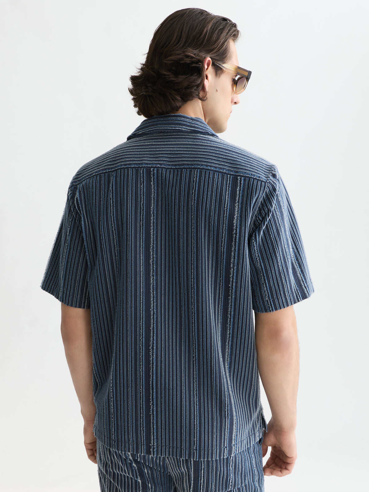 Lavender חולצה מכופתרת קצרה לגברים Textured Relaxed SCOTCH & SODA
