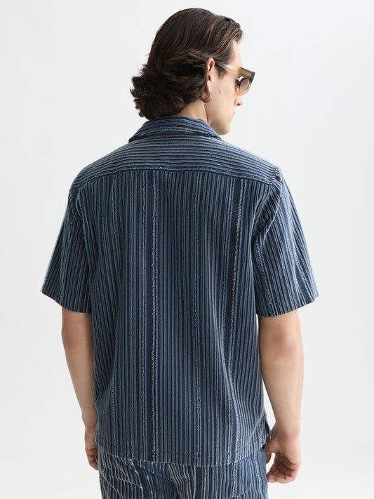 Lavender חולצה מכופתרת קצרה לגברים Textured Relaxed SCOTCH & SODA
