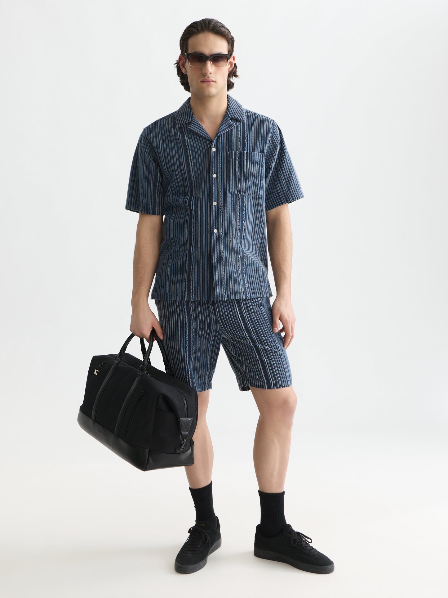 Lavender חולצה מכופתרת קצרה לגברים Textured Relaxed SCOTCH & SODA