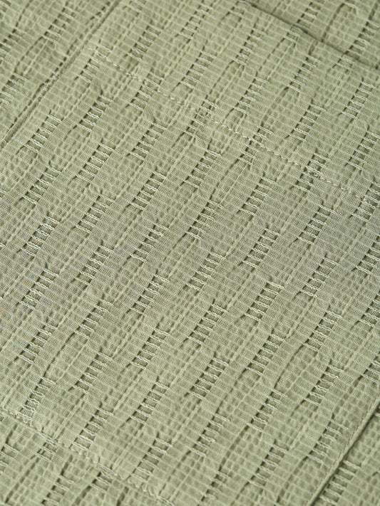 Dark Sea Green חולצה מכופתרת קצרה לגברים Jacquard Seersucker SCOTCH & SODA