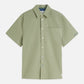 Dark Sea Green חולצה מכופתרת קצרה לגברים Jacquard Seersucker SCOTCH & SODA