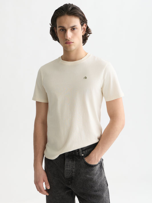 White Smoke טי שירט קצרה לגברים Seasonal Core Chest Logo SCOTCH & SODA