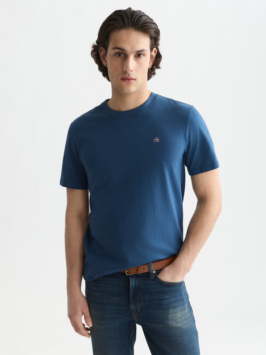 Dark Slate Gray טי שירט קצרה לגברים Seasonal Core Chest Logo SCOTCH & SODA