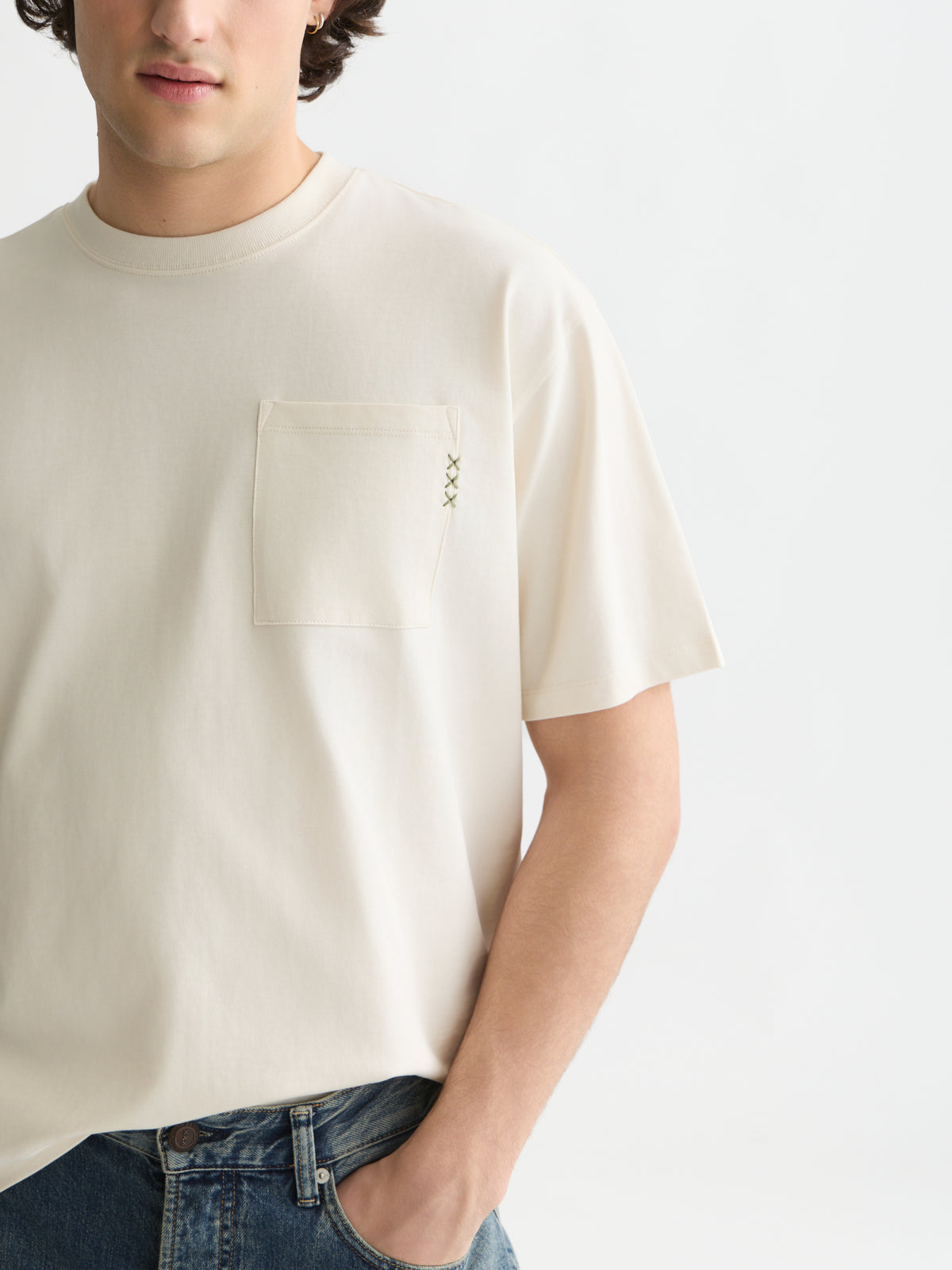 Light Gray טי שירט קצרה לגברים Seasonal Core 3 Crosses SCOTCH & SODA