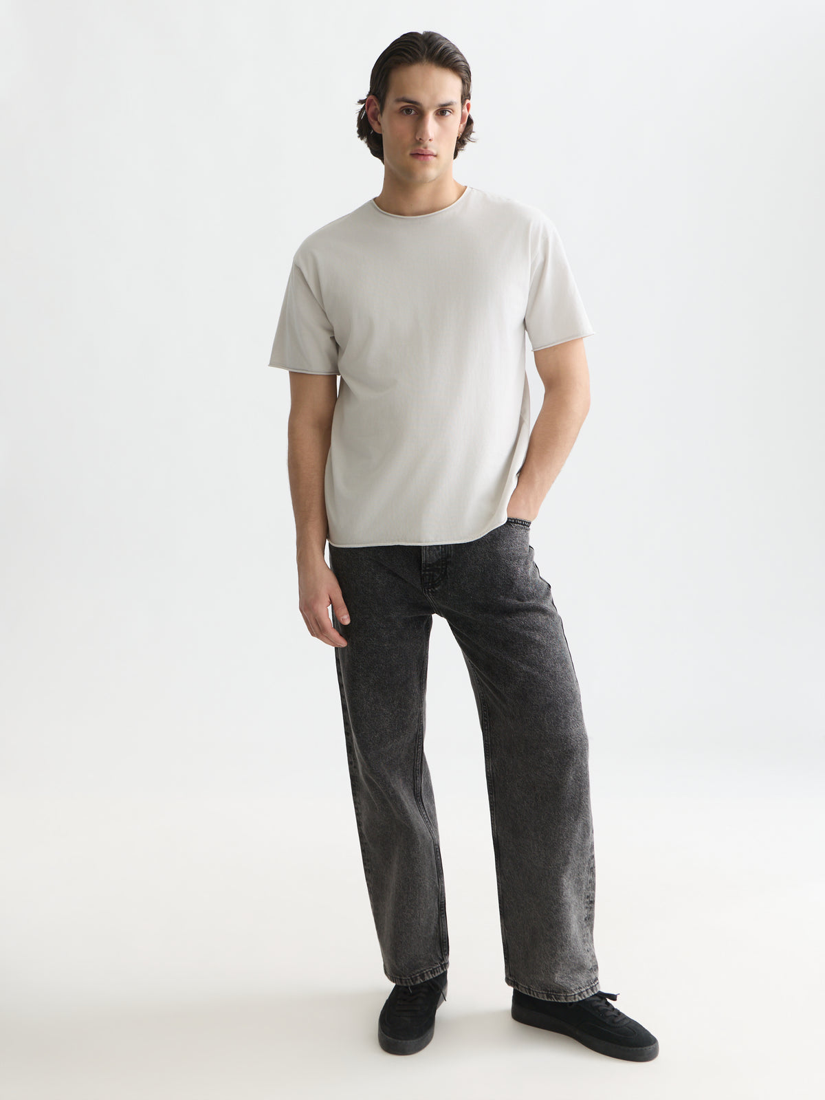 Lavender טי שירט קצרה לגברים Seasonal Core Raw-Edged SCOTCH & SODA