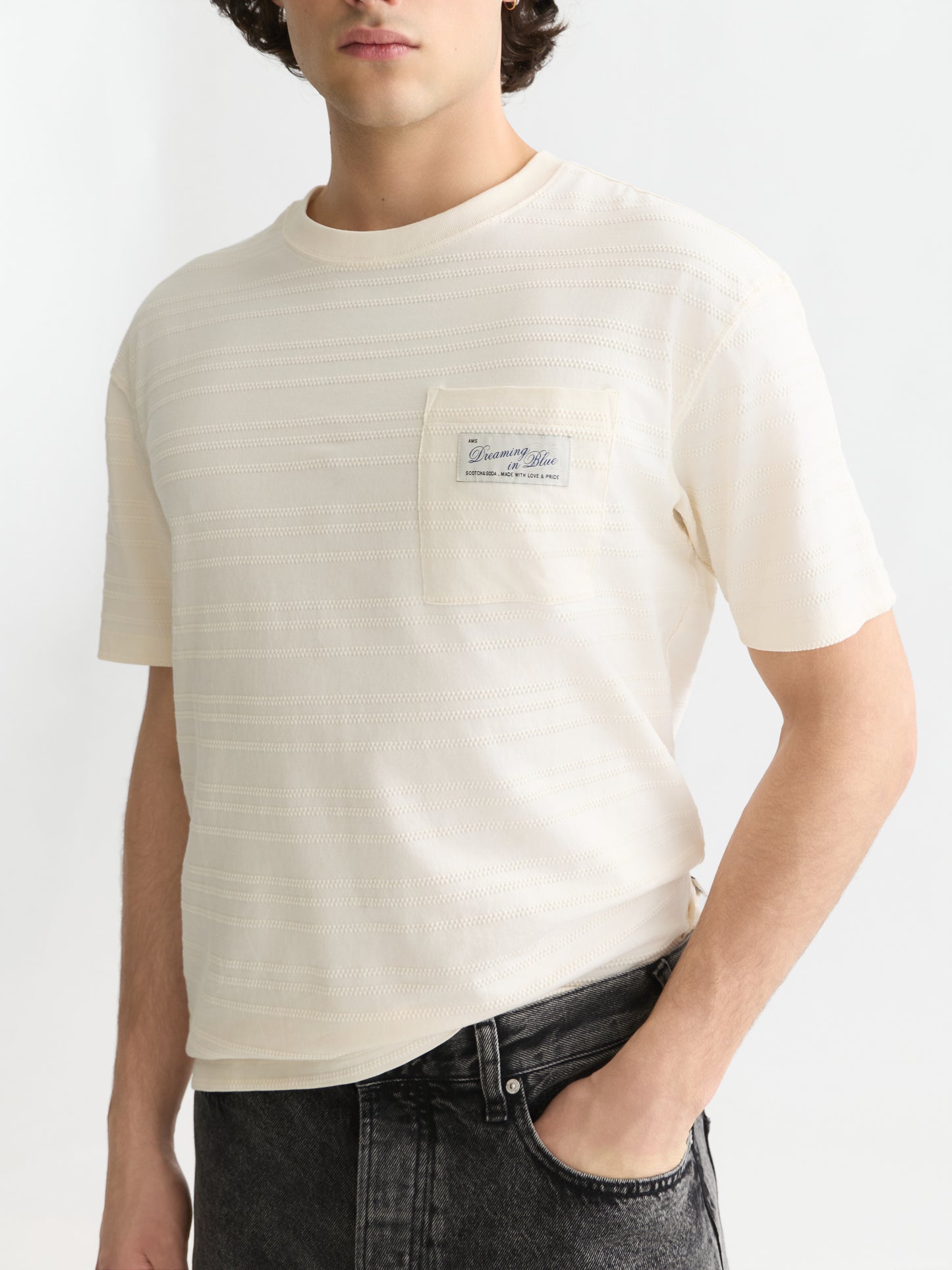 Gray טי שירט קצרה לגברים Textured Jacquard SCOTCH & SODA