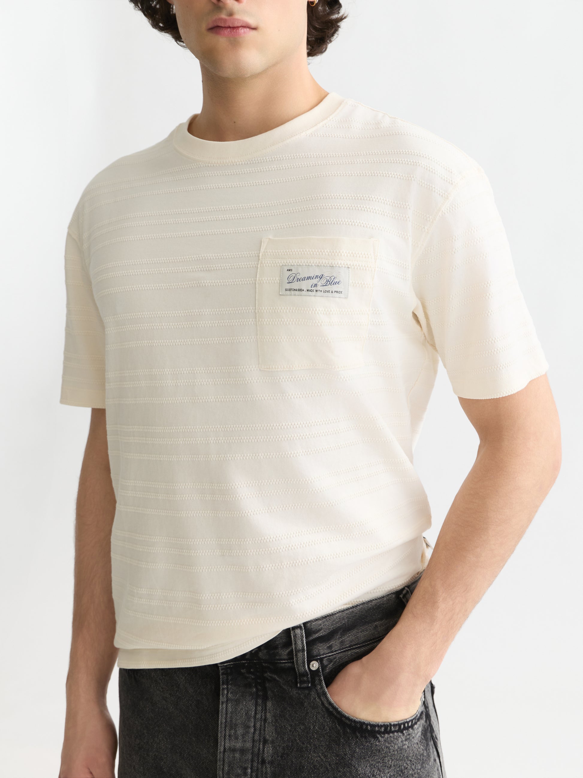 Gray טי שירט קצרה לגברים Textured Jacquard SCOTCH & SODA
