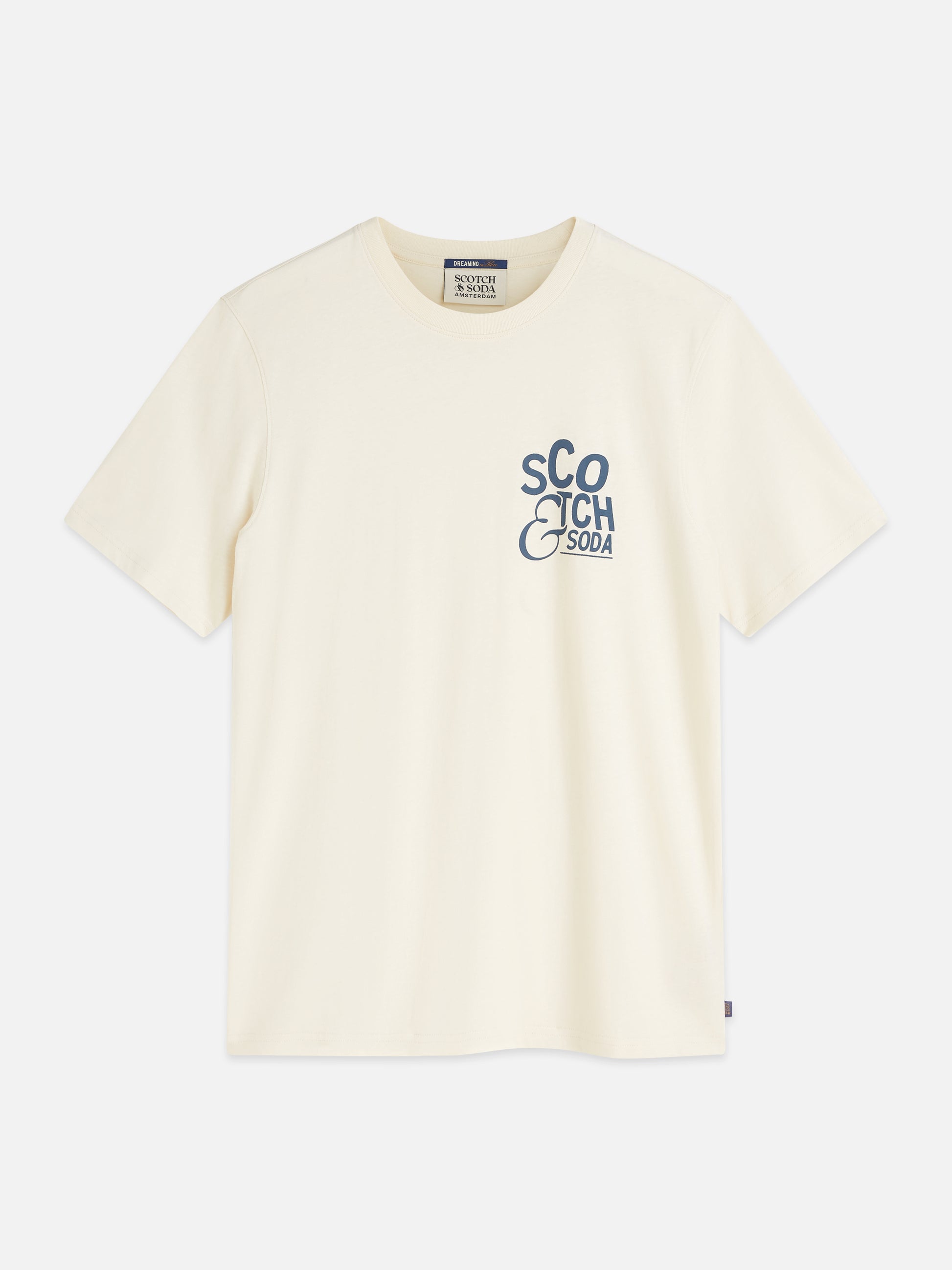 Antique White טי שירט קצרה לגברים Left Chest Artwork SCOTCH & SODA