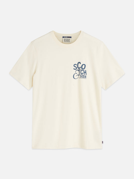 Antique White טי שירט קצרה לגברים Left Chest Artwork SCOTCH & SODA