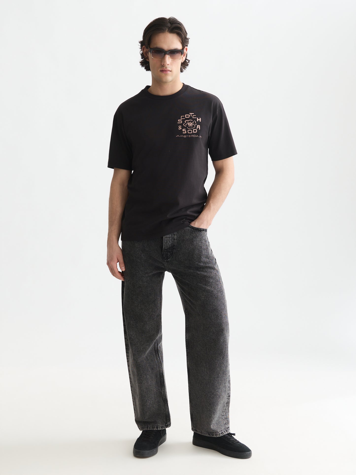 White Smoke טי שירט קצרה לגברים Front And Back Artwork SCOTCH & SODA