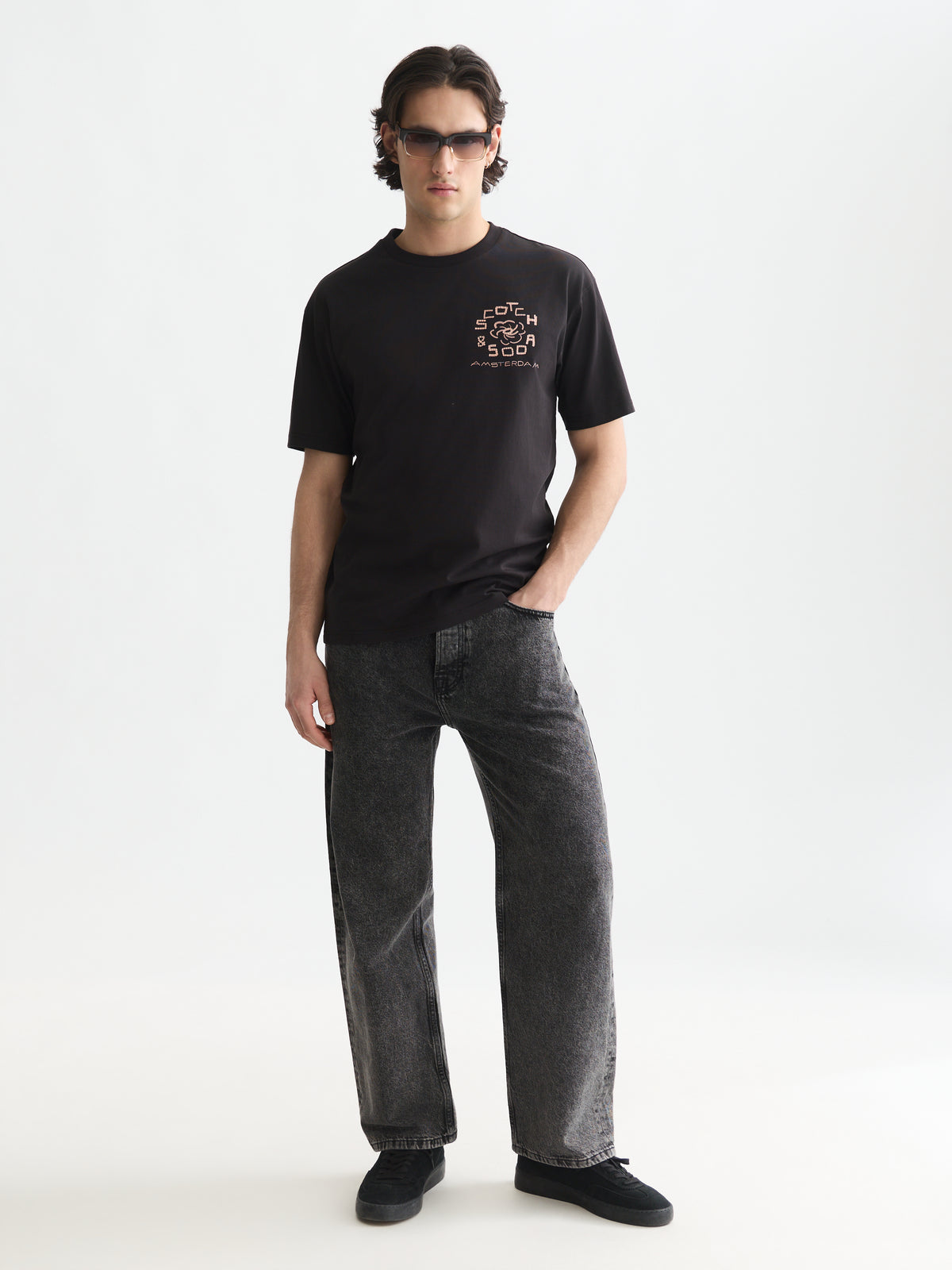 White Smoke טי שירט קצרה לגברים Front And Back Artwork SCOTCH & SODA