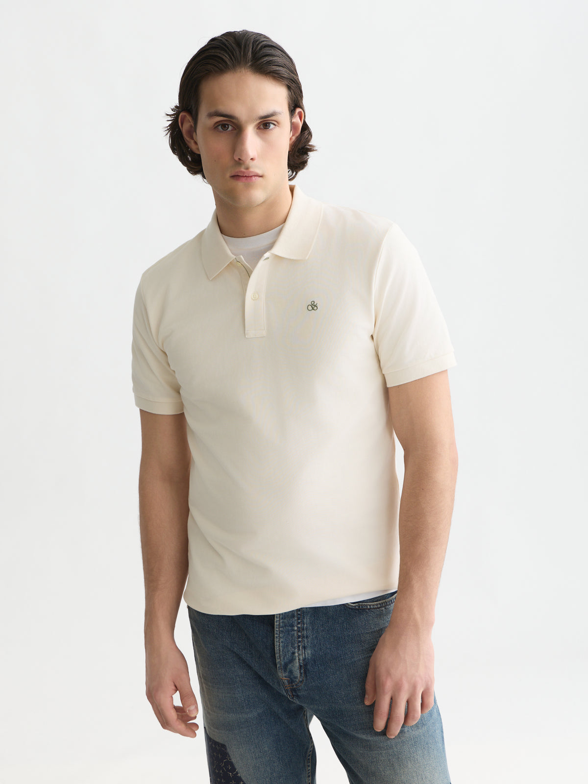 Alice Blue חולצת פולו לגברים Seasonal Core Pique Chest Logo SCOTCH & SODA