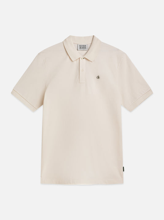 White Smoke חולצת פולו לגברים Seasonal Core Pique Chest Logo SCOTCH & SODA