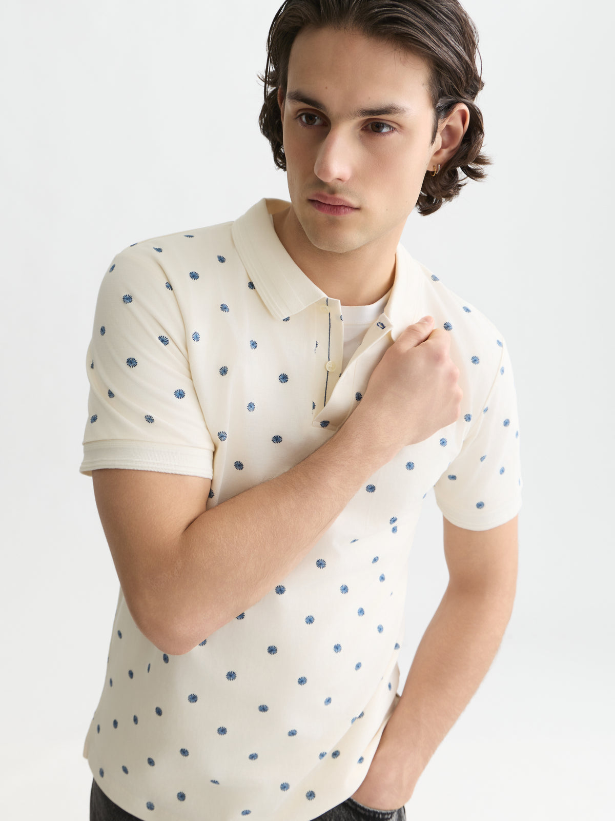 Lavender חולצת פולו לגברים Micro-Printed SCOTCH & SODA