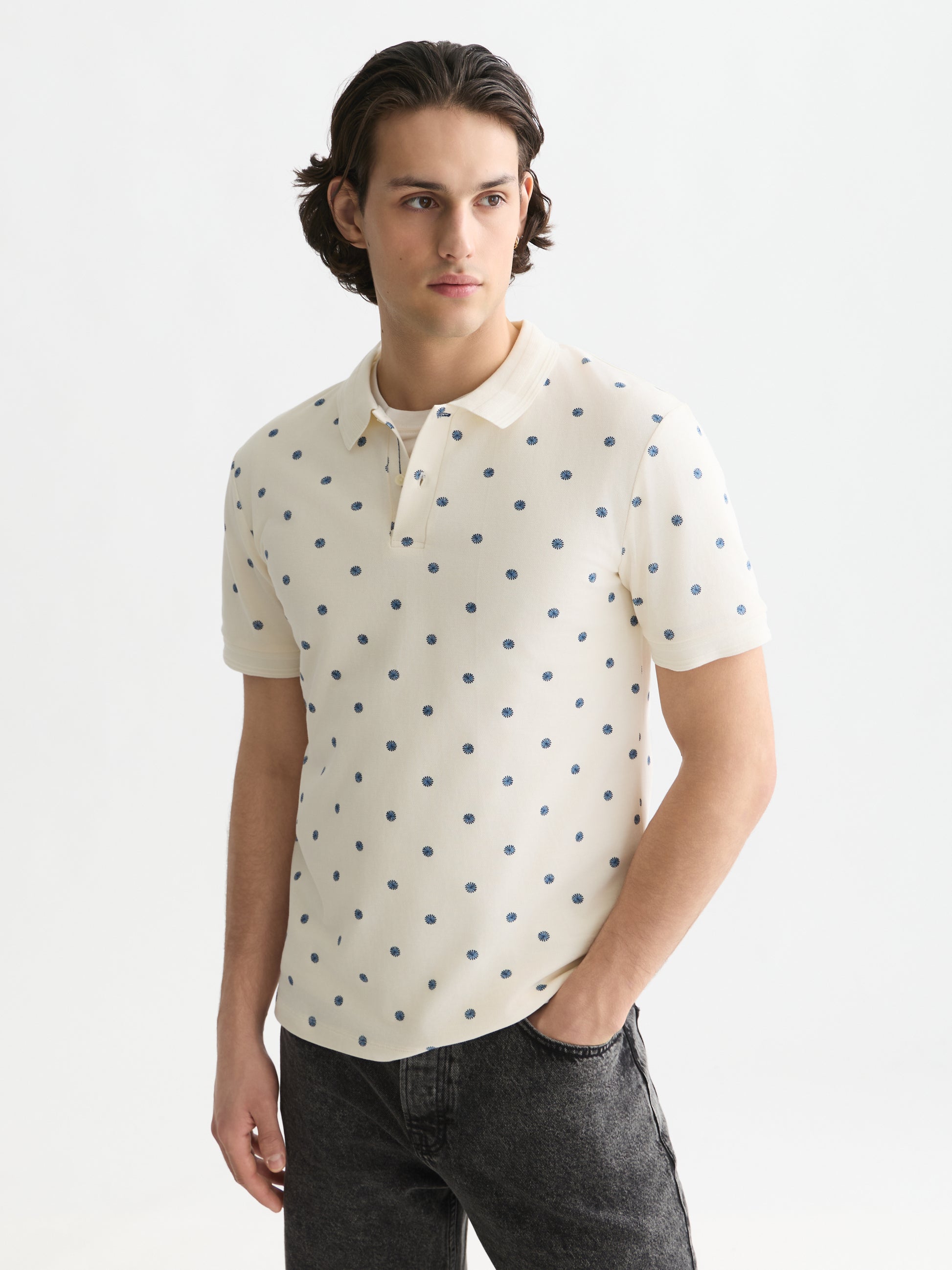 White Smoke חולצת פולו לגברים Micro-Printed SCOTCH & SODA