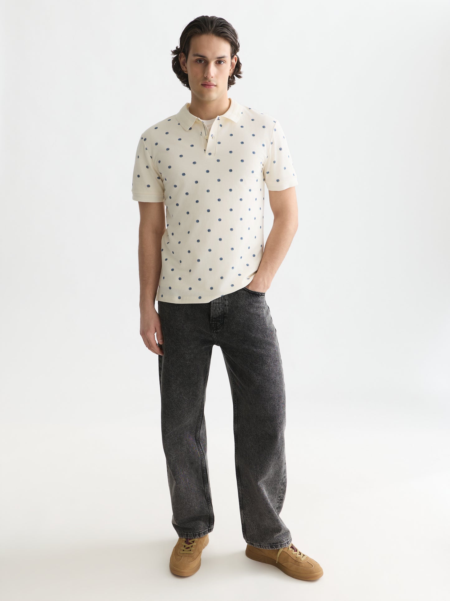 White Smoke חולצת פולו לגברים Micro-Printed SCOTCH & SODA