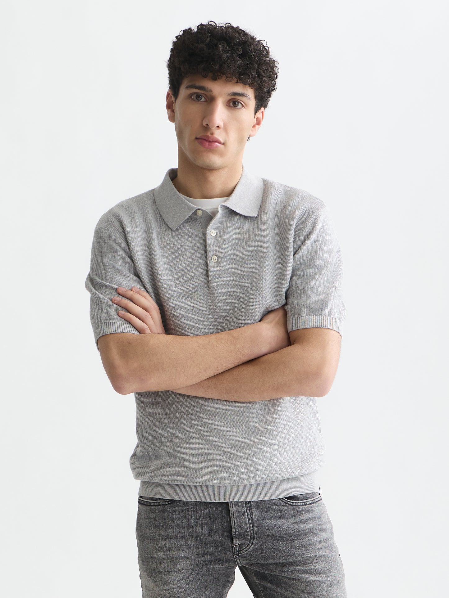 White Smoke חולצת פולו לגברים Seasonal Core Structured Knitted SCOTCH & SODA