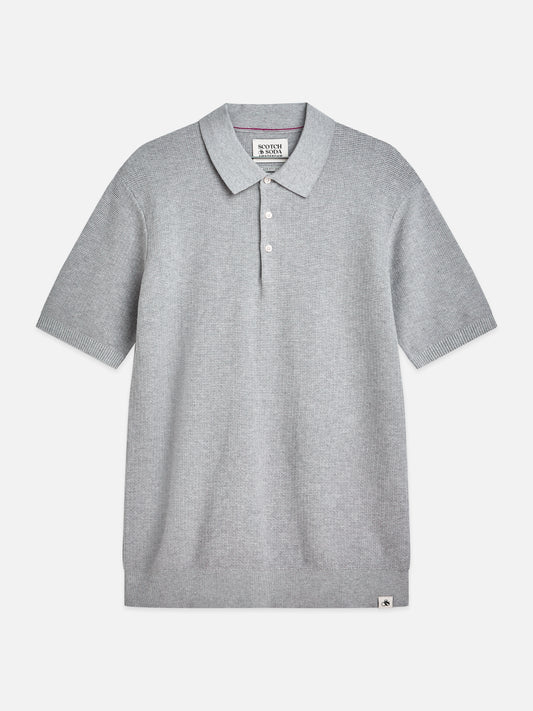 White Smoke חולצת פולו לגברים Seasonal Core Structured Knitted SCOTCH & SODA