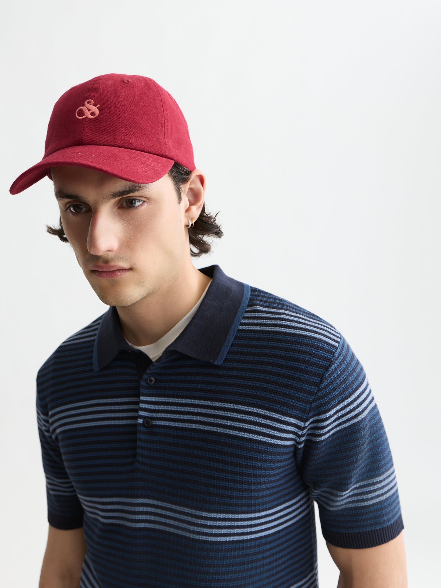 White Smoke חולצת פולו לגברים Striped Structured Knitted SCOTCH & SODA