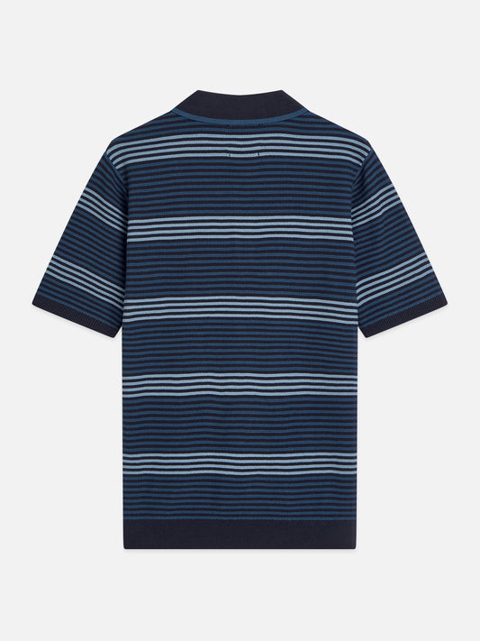 White Smoke חולצת פולו לגברים Striped Structured Knitted SCOTCH & SODA