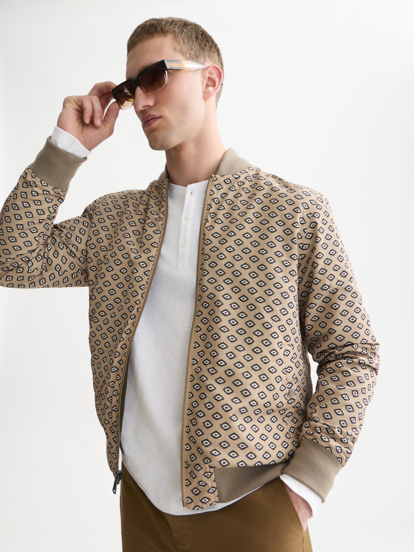 White Smoke ג'קט דו צדדי לגברים Reversible Bomber SCOTCH & SODA