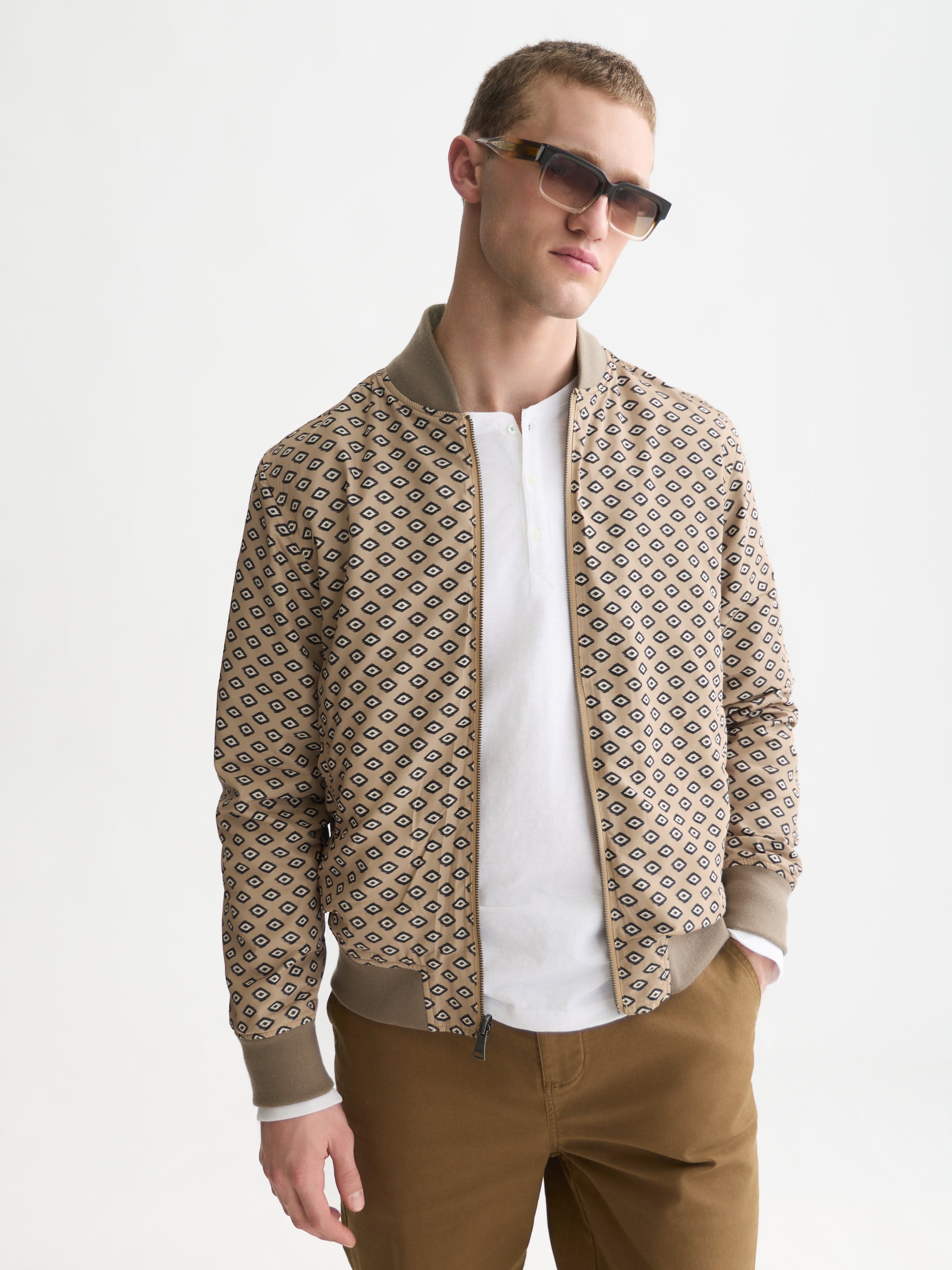 White Smoke ג'קט דו צדדי לגברים Reversible Bomber SCOTCH & SODA