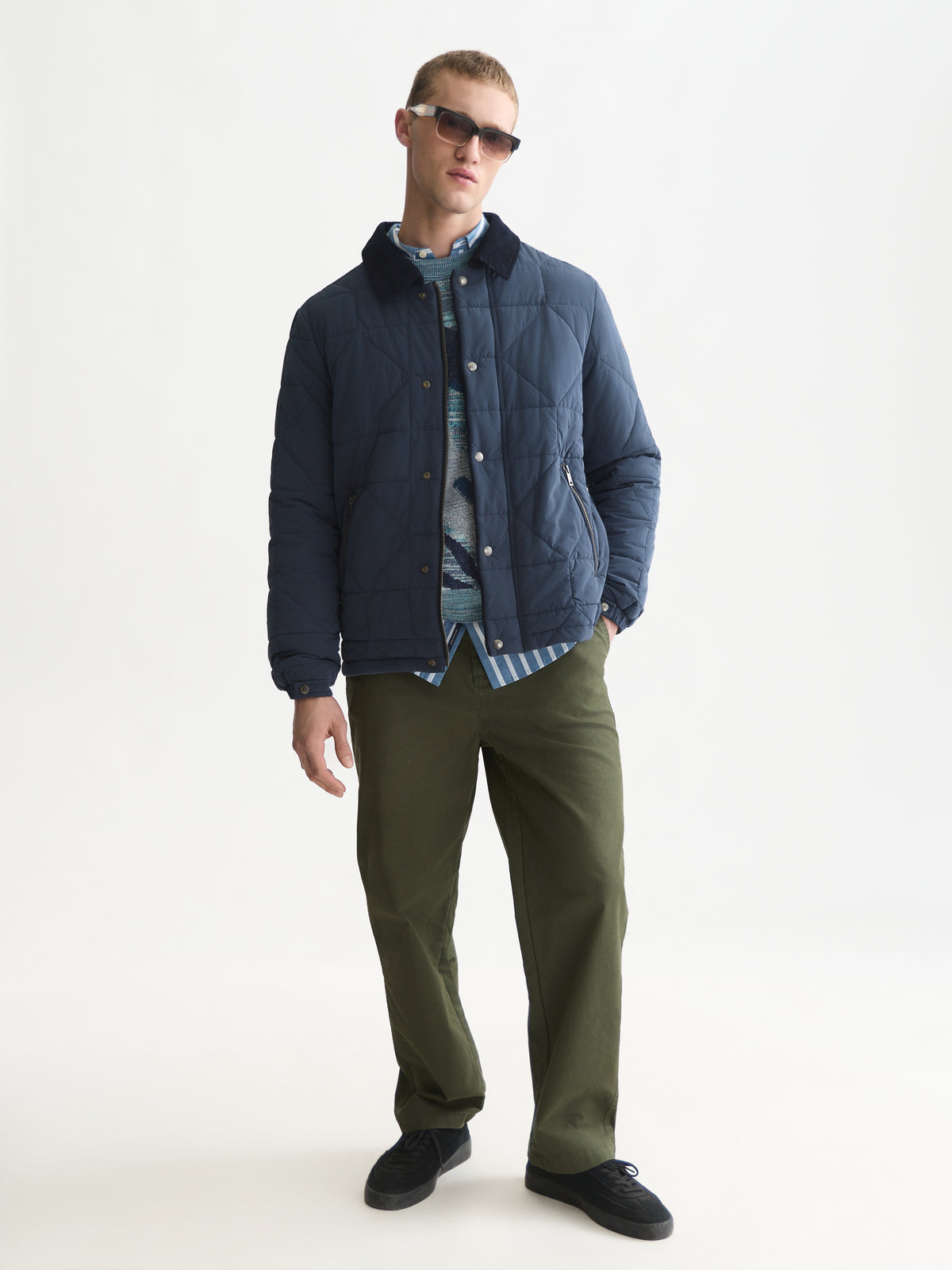 White Smoke ג'קט מרופד לגברים Quilted Geo SCOTCH & SODA