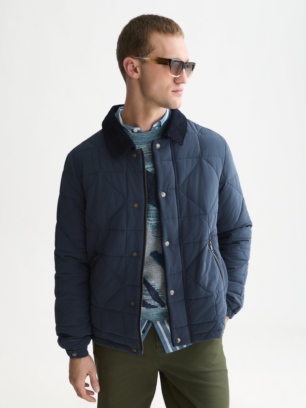 White Smoke ג'קט מרופד לגברים Quilted Geo SCOTCH & SODA