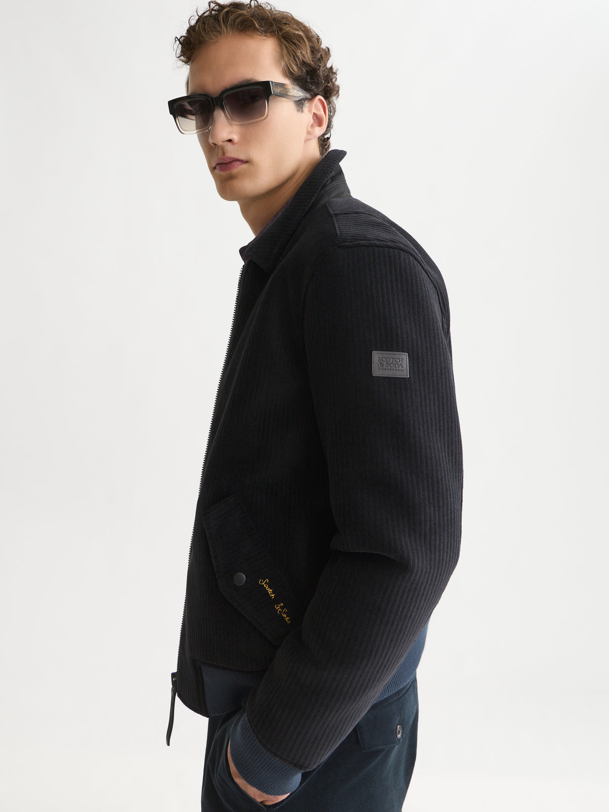 Black ג'קט לגברים Velvet Blouson SCOTCH & SODA