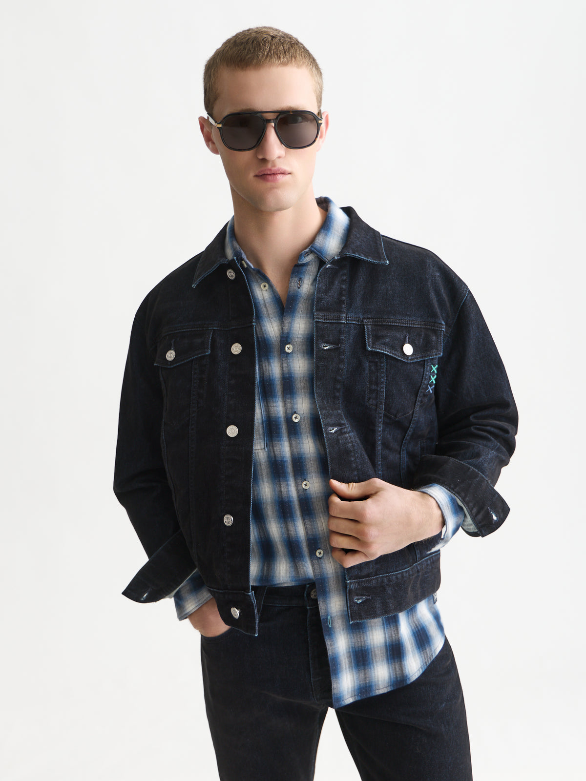 White Smoke ג'קט דנים לגברים Denim Flock Trucker SCOTCH & SODA