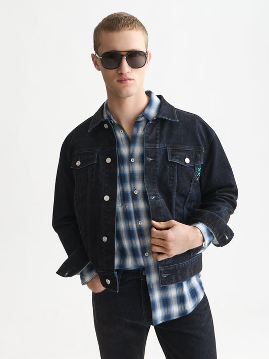 White Smoke ג'קט דנים לגברים Denim Flock Trucker SCOTCH & SODA