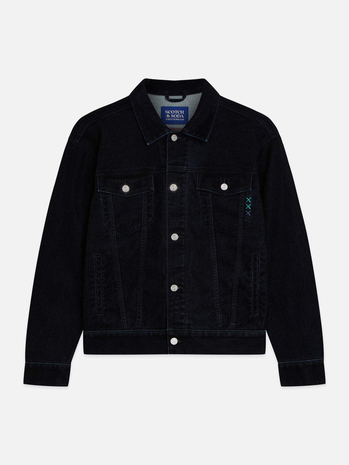 Black ג'קט דנים לגברים Denim Flock Trucker SCOTCH & SODA