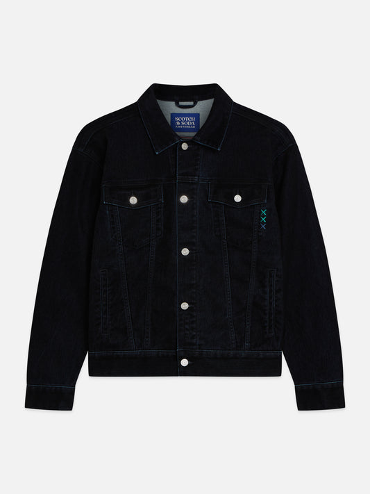 Black ג'קט דנים לגברים Denim Flock Trucker SCOTCH & SODA
