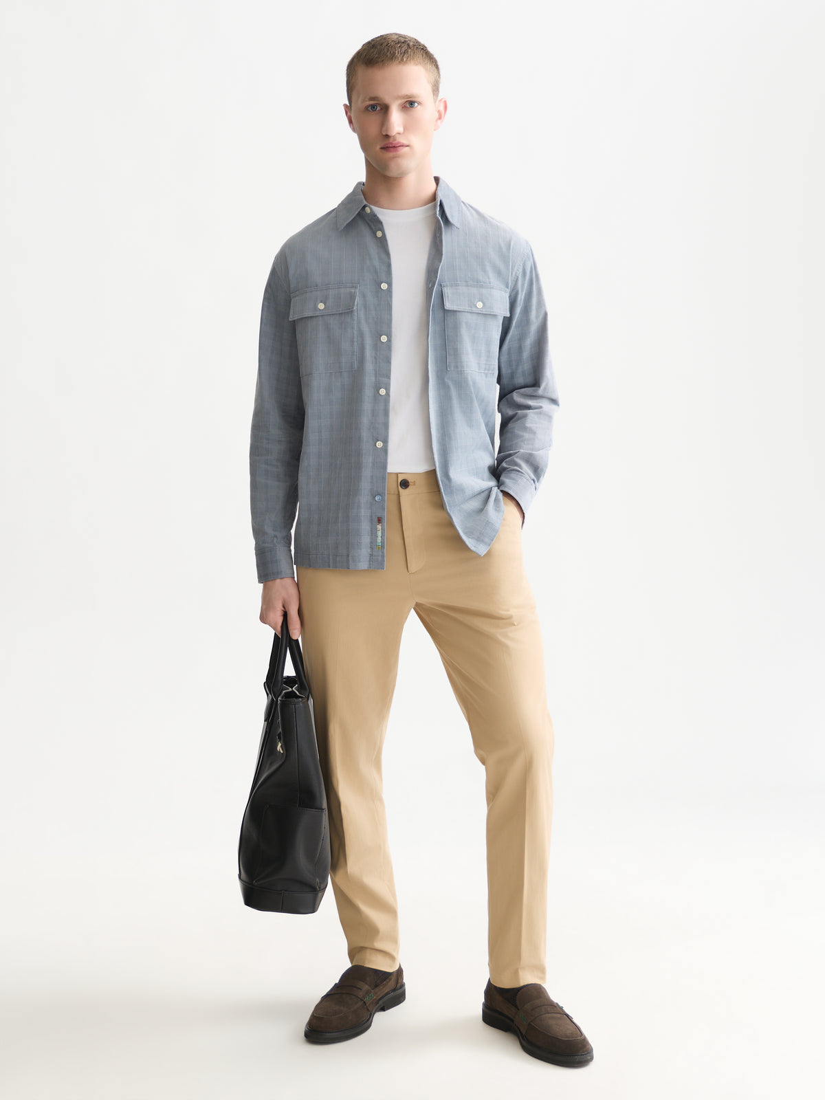 White Smoke חולצה מכופתרת משובצת לגברים Corduroy Checked SCOTCH & SODA