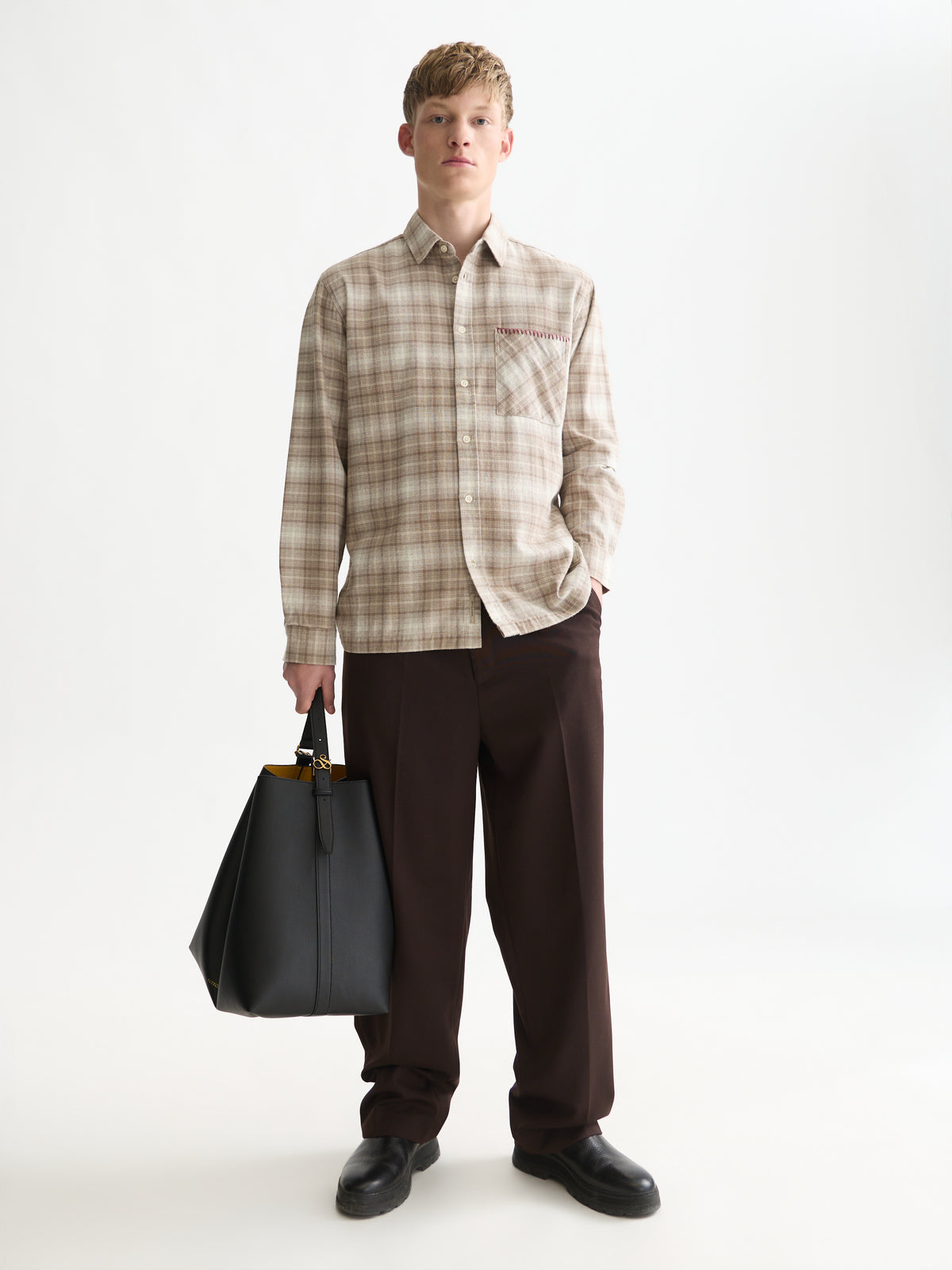 White Smoke חולצה מכופתרת פלנל לגברים Flannel Checked SCOTCH & SODA
