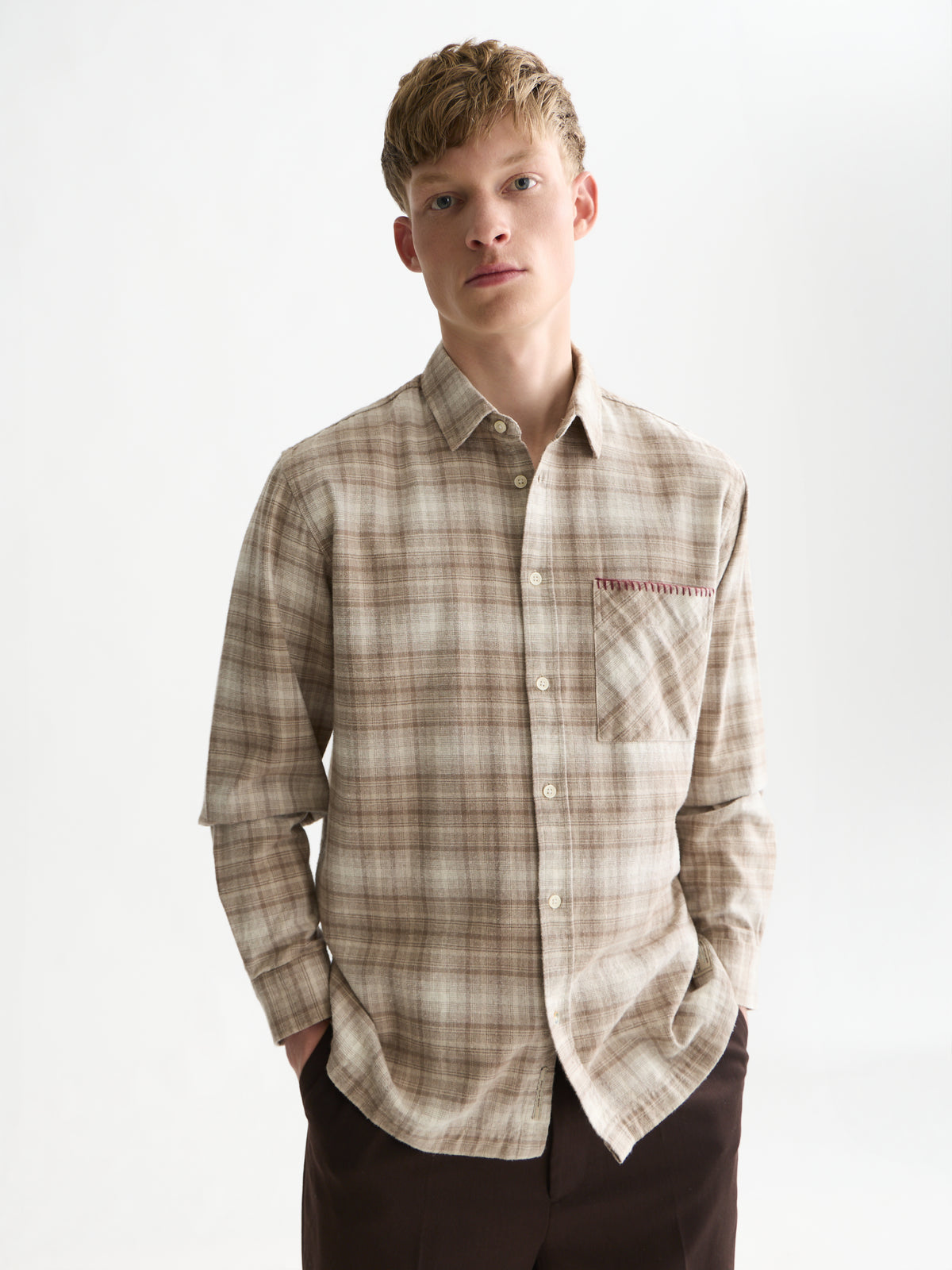 White Smoke חולצה מכופתרת פלנל לגברים Flannel Checked SCOTCH & SODA