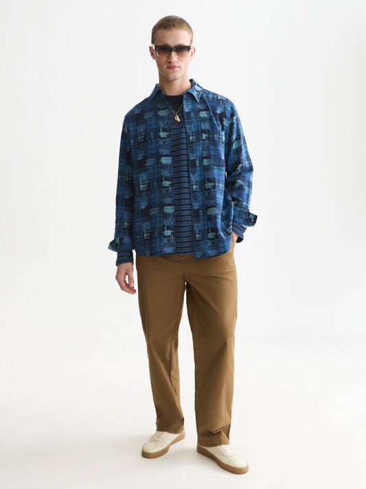 White Smoke חולצה מכופתרת ז'קארד לגברים Jacquard Relaxed SCOTCH & SODA