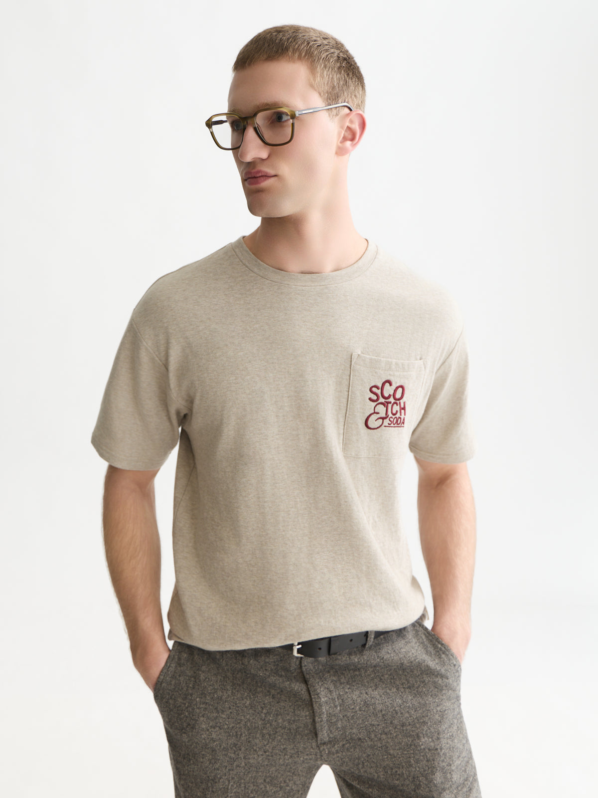 White Smoke טי שירט קצרה לגברים Bonded Artwork SCOTCH & SODA