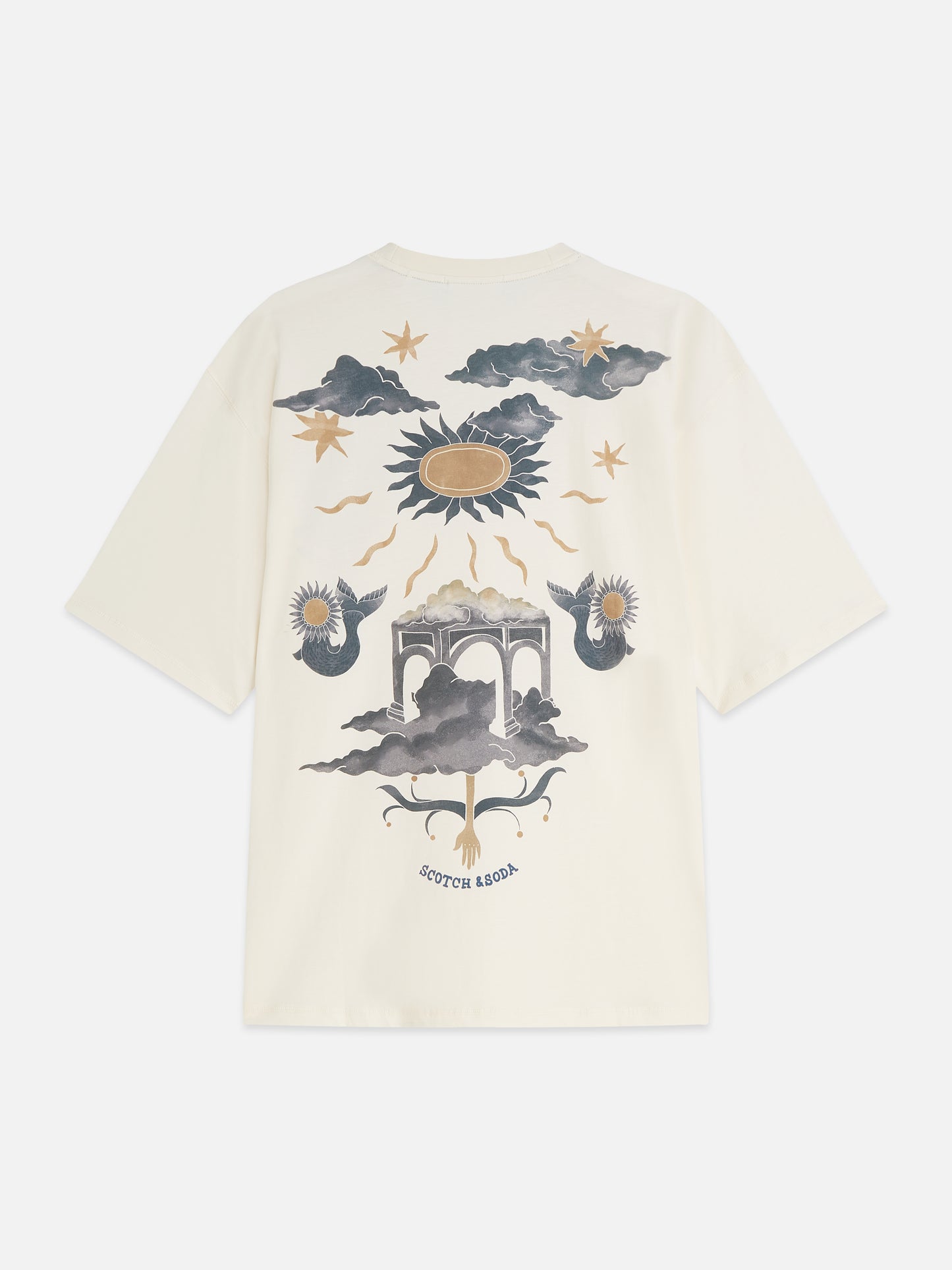 Antique White טי שירט קצרה לגברים Front And Back Artwork SCOTCH & SODA